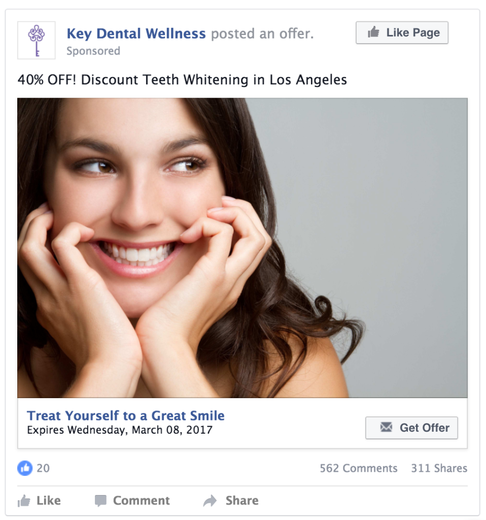 Facebook ads for dentists examples_Key Dental Wellness