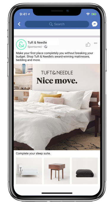 Facebook dynamic product ads_Tuft & Needle