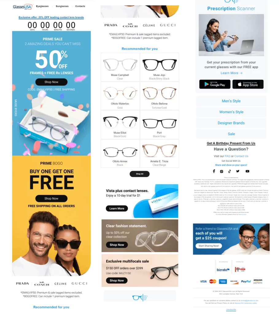 GlassesUSA Prime Day 2023 Email Marketing