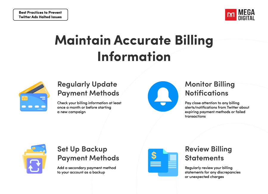 Maintain accurate billing information to avoid twitter ads halted