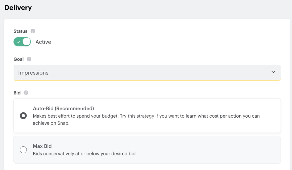 Snapchat ad best practices_Use goal-based bidding