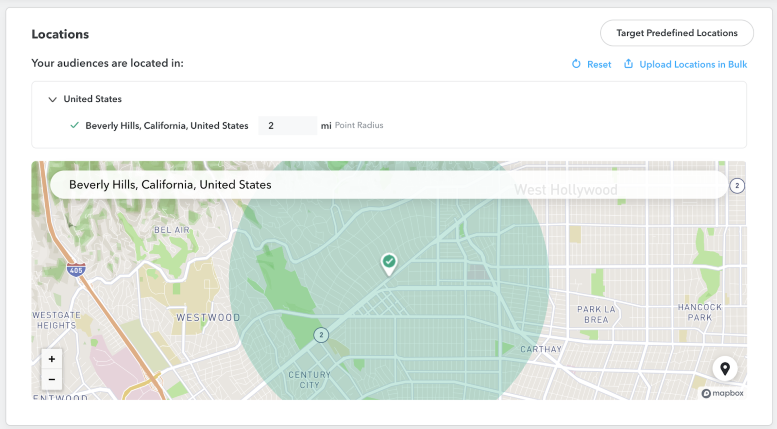 Snapchat location radius targeting