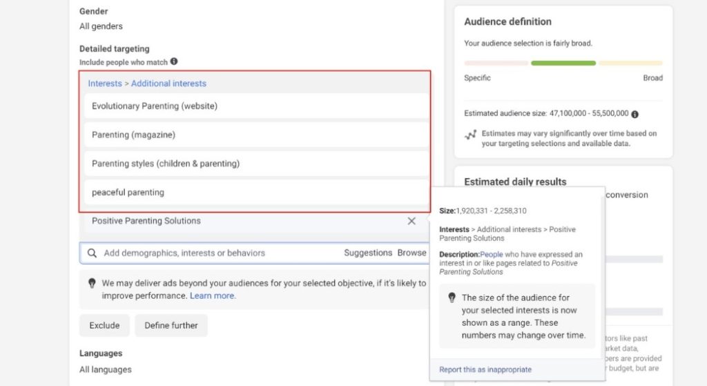 Interest facebook Segmentation