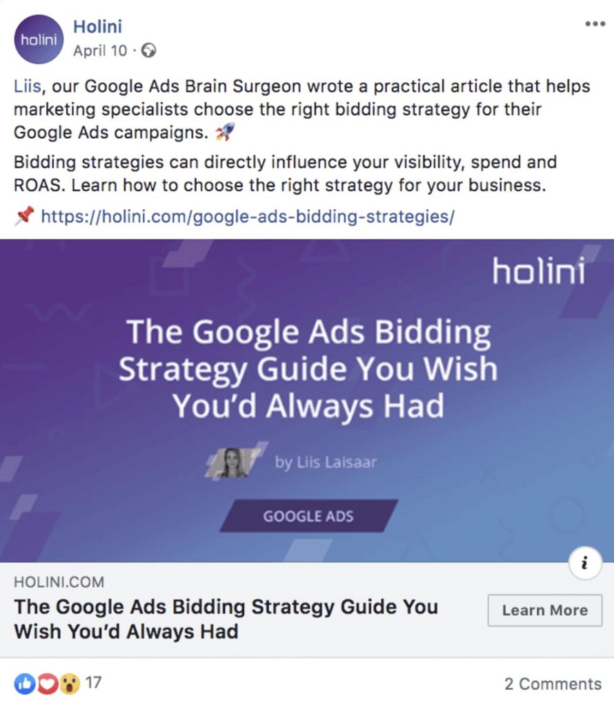 facebook ad example