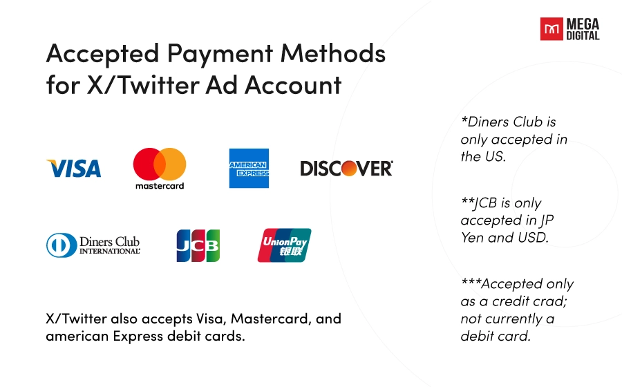 Accepted payment methods for twitter ad account