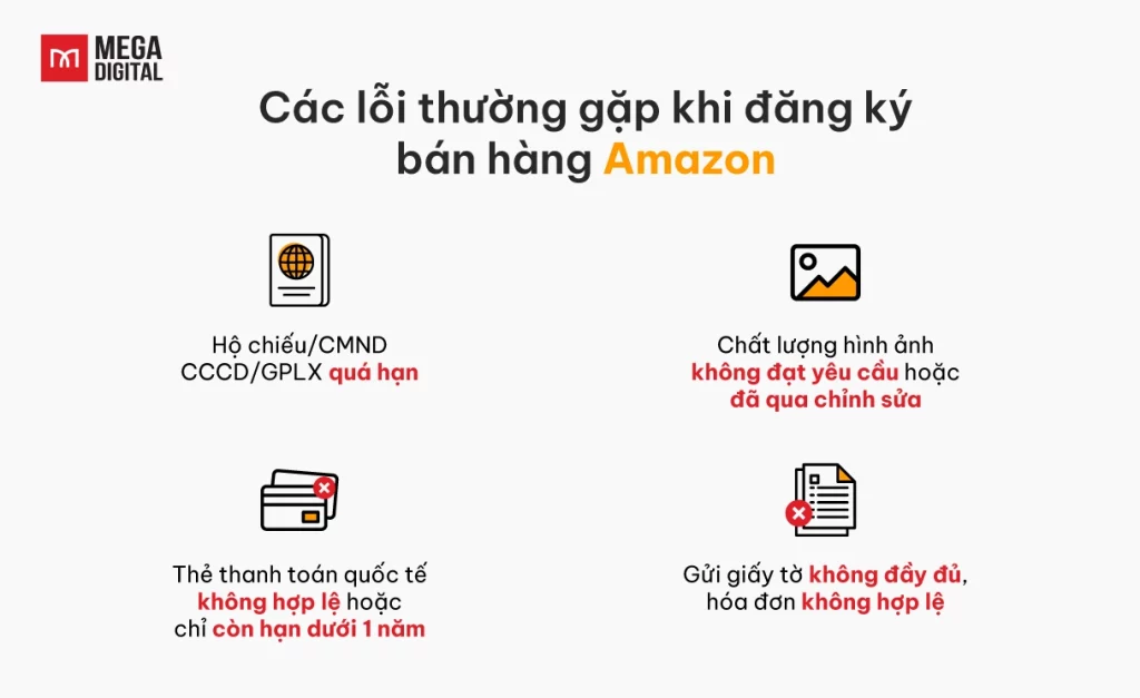 Các lỗi thường gặp khi đăng ký bán hàng Amazon