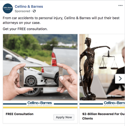 Facebook carousel ads for lawyers