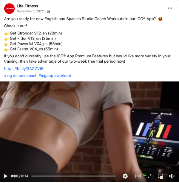 Facebook video ads for gyms