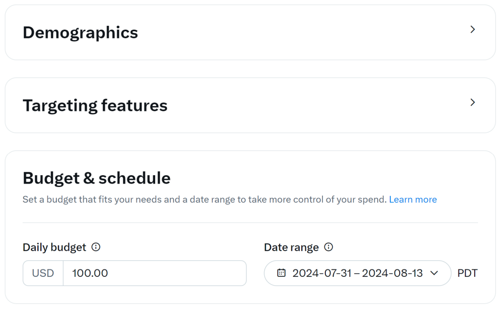 Set up ad targeting, budget and schedule