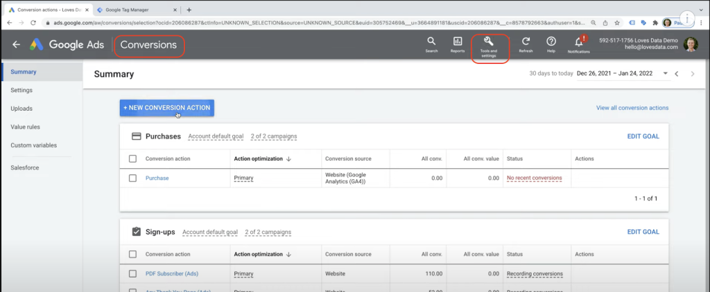 Setting up Conversion Tracking