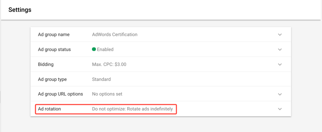 Steps to set ad rotation in Google Ads