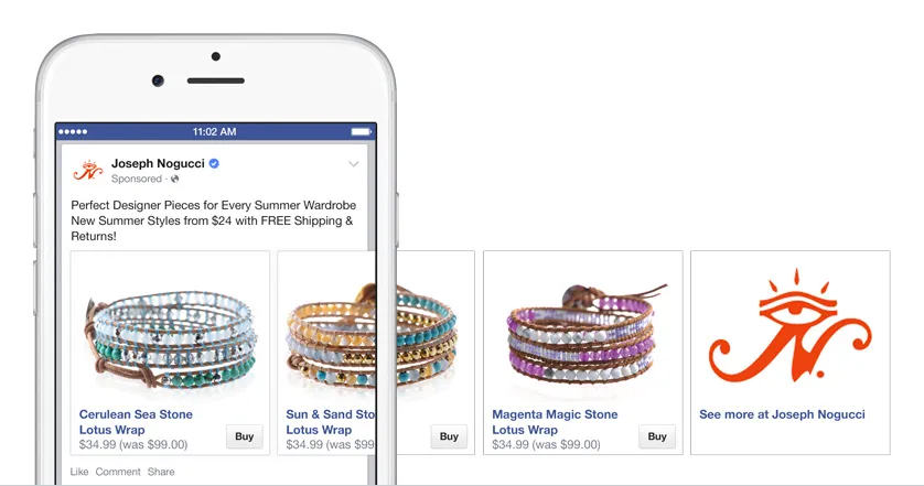 Facebook carousel ads for shopify