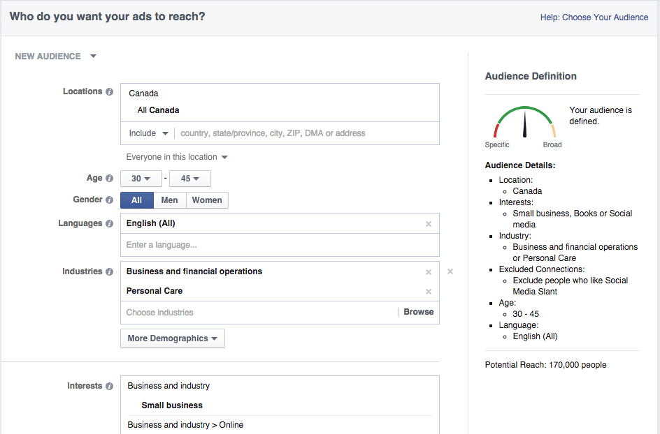 Facebook pinpoint targeting