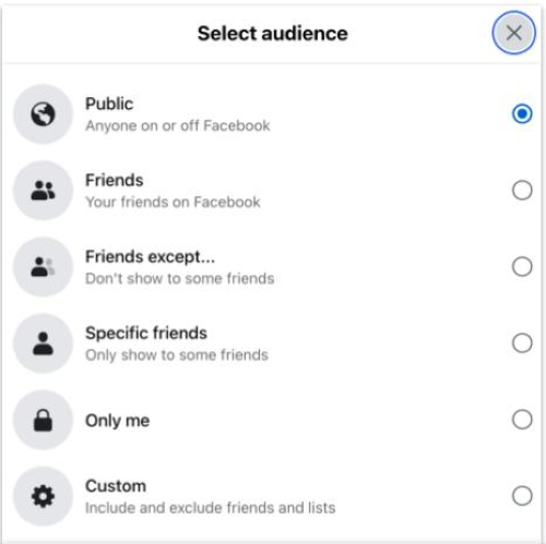 Facebook post audience settings