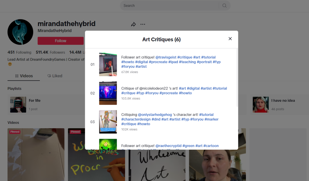 TikTok for Visual Artists Miranda the Hybrid