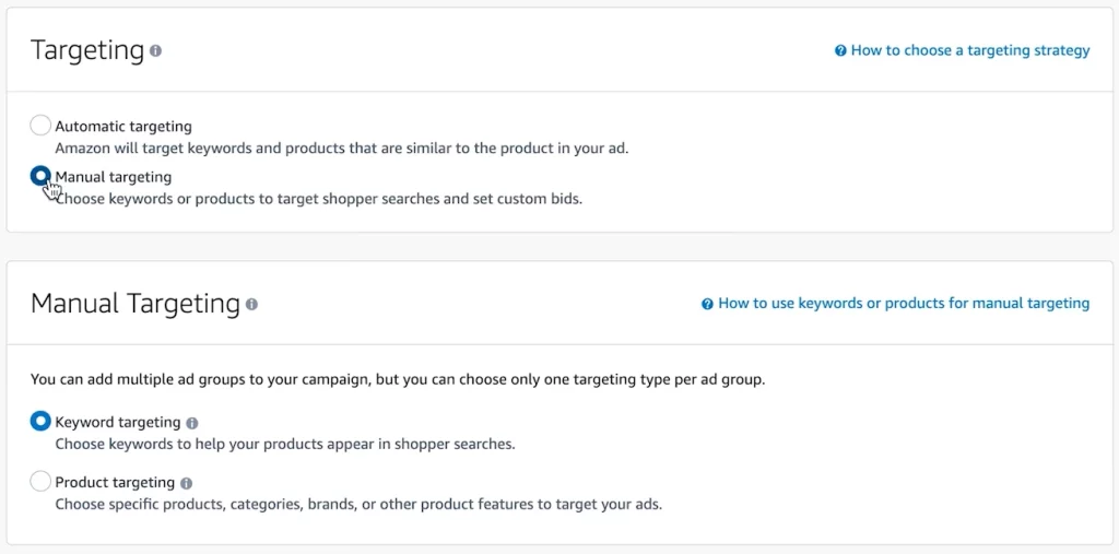 Amazon Ads Manual Targeting