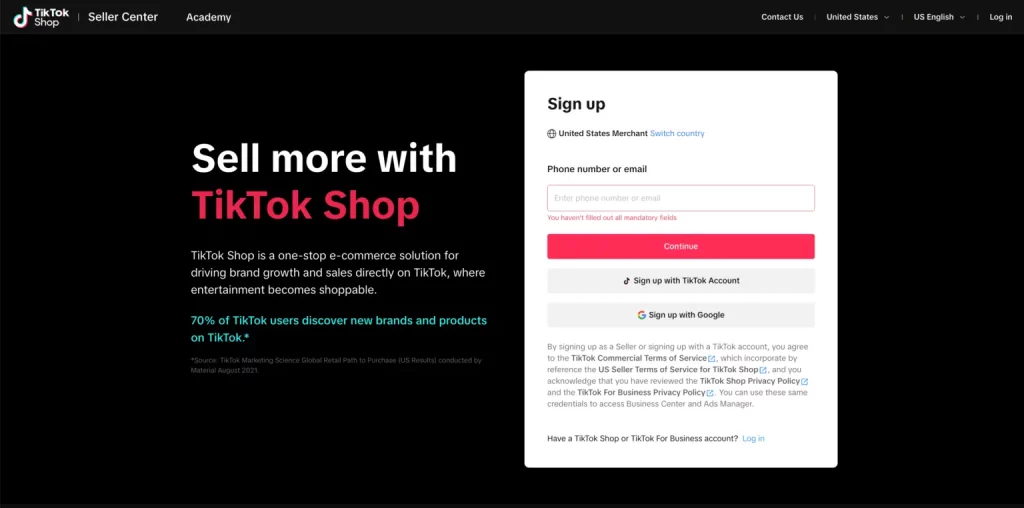 Step 1: Sign Up for a TikTok Shop Seller Account