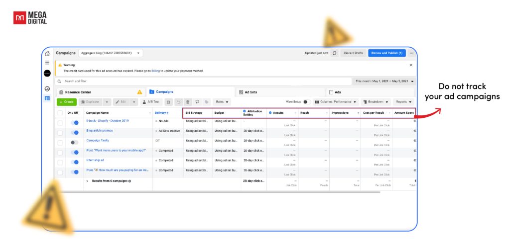 Facebook ad mistake of not tracking your campaign