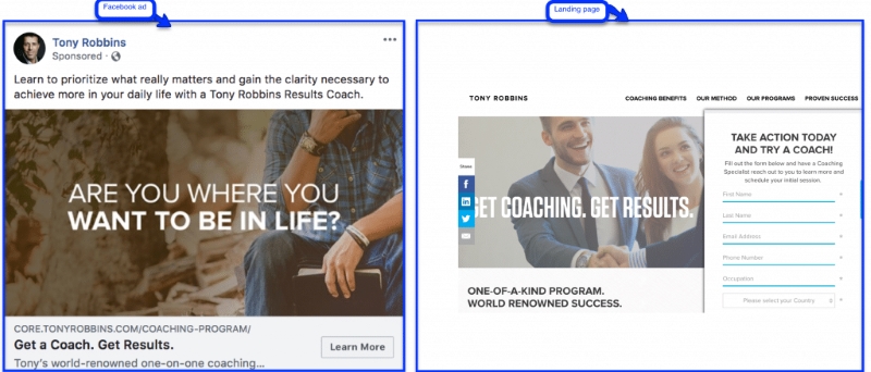 Facebook ads not generating leads reason_Mismatched ad and landing page