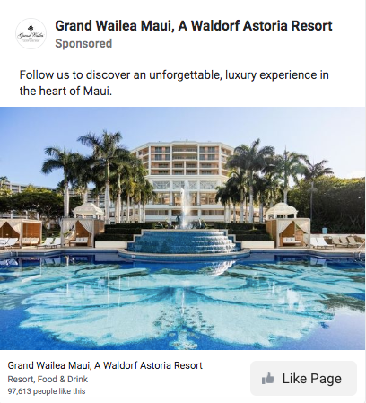 Facebook ads showcase hotel's property