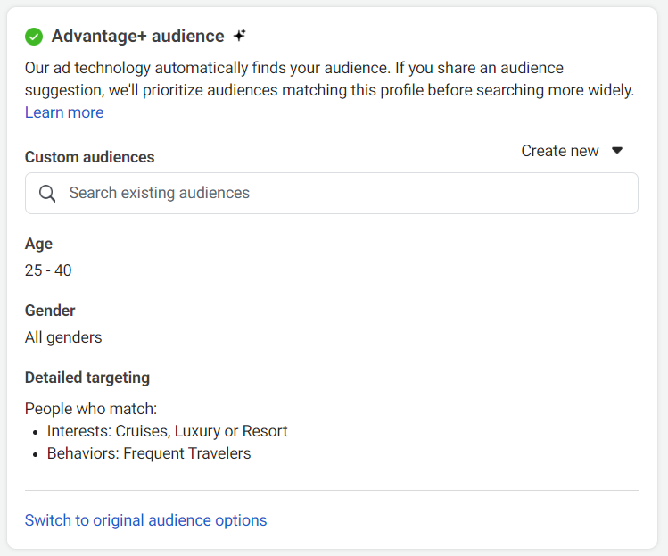 Facebook advanced targeting options