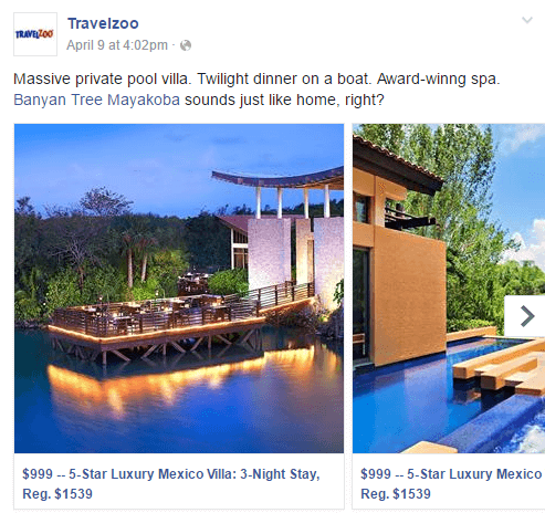 Facebook carousel ads for hotels