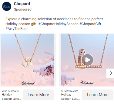 Facebook carousel ads for jewelry