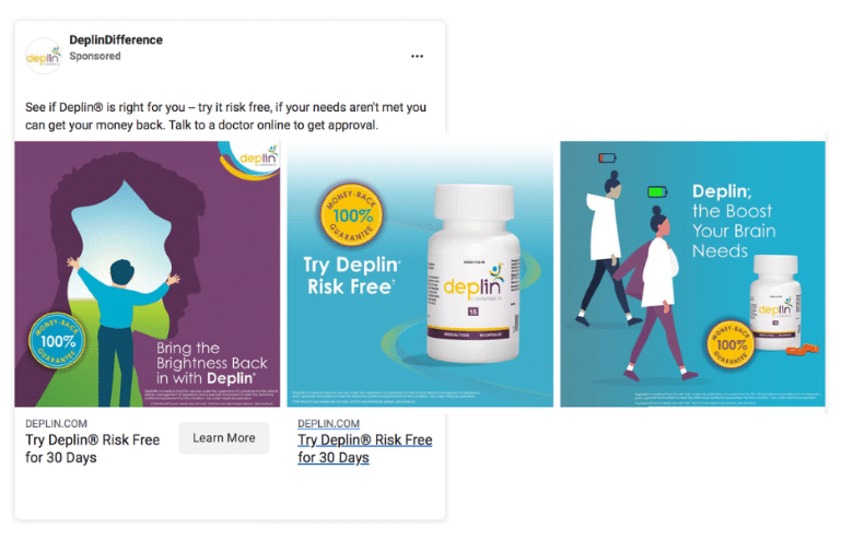 Facebook carousel ads for supplements