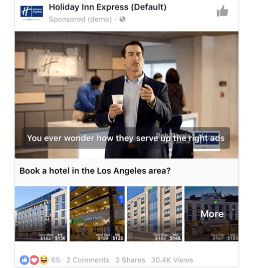 Facebook collection ads for hotels