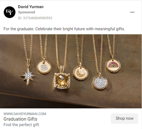 Facebook image ads for jewelry