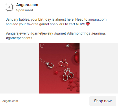 Facebook jewelry ads example_Angara