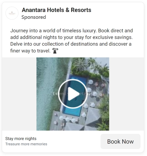 Facebook video ads for hotels