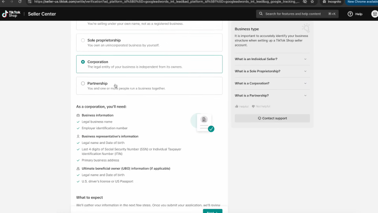 Step 2: Choose Your Business Type