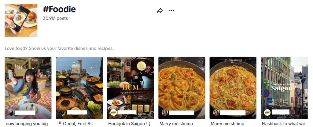 TikTok Hashtags for Food & Cooking