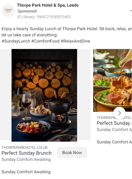 Use Facebook hotel ads to highlight dining offers