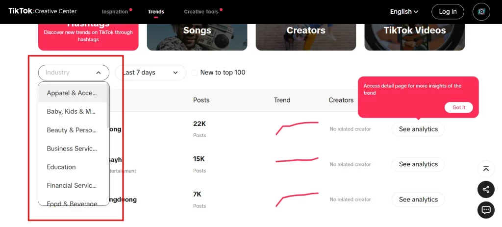 TikTok Creative Center 1