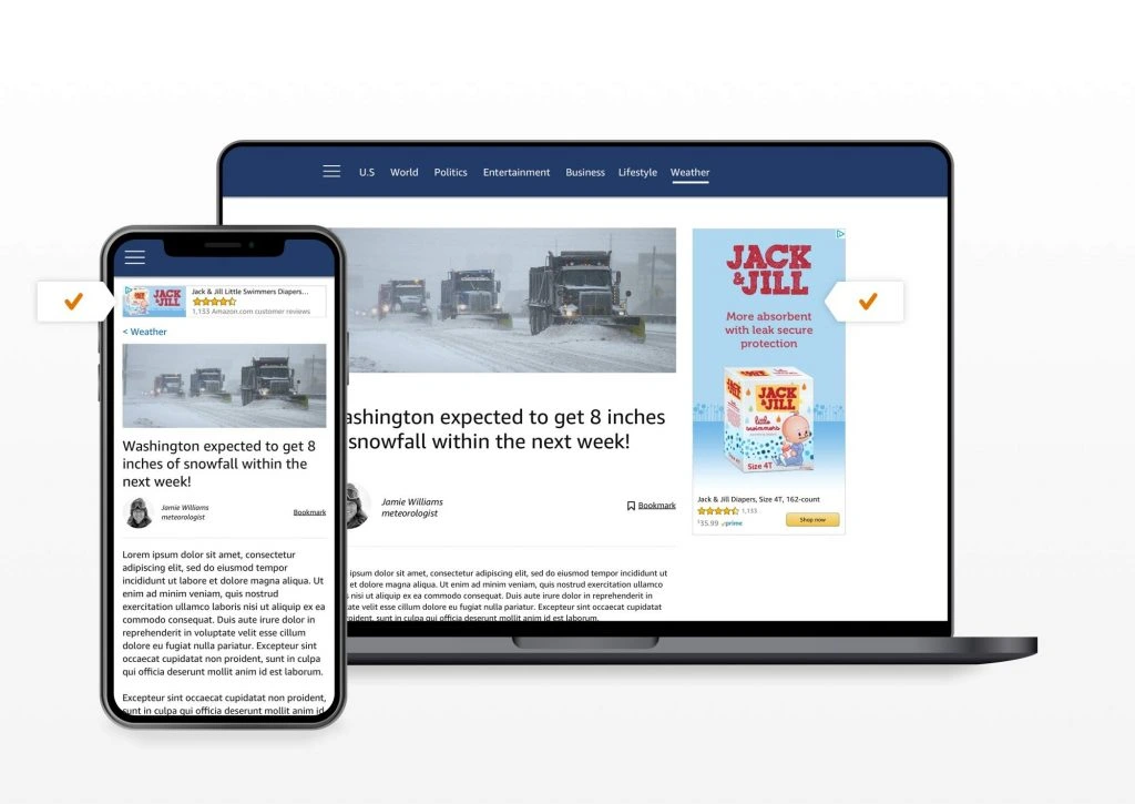 Amazon Display Ads trên các trang đối tác thuộc hệ sinh thái của Amazon