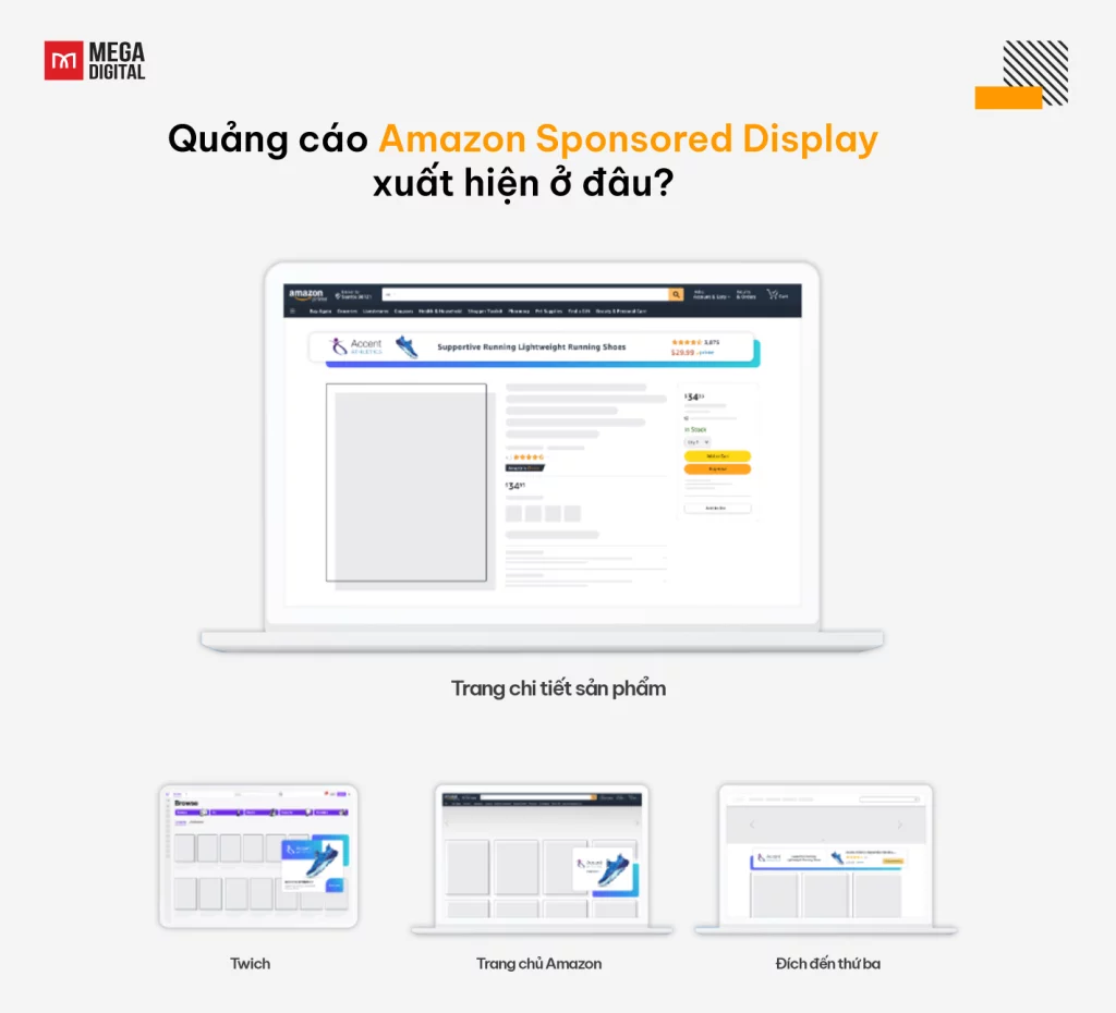 Quảng cáo Amazon Sponsored Display xuất hiện ở đâu