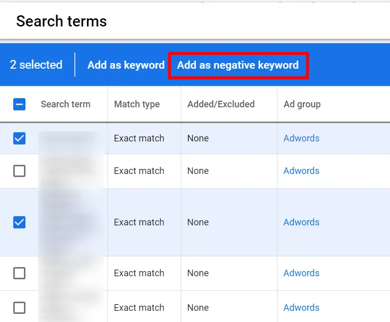 Build a List of Negative Keywords