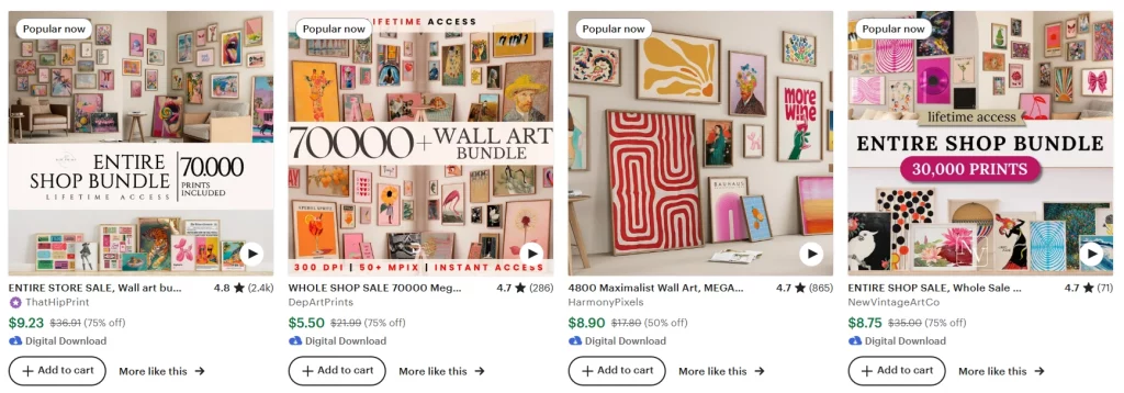 Create Bundles or Collections to sell photos on Etsy