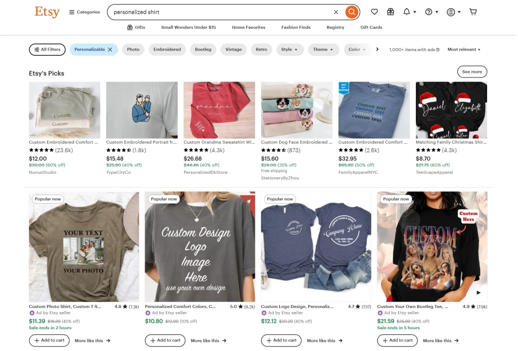 Etsy prioritizes listings with high reviews