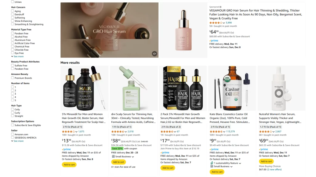 Hair Growth Serums on Amazon