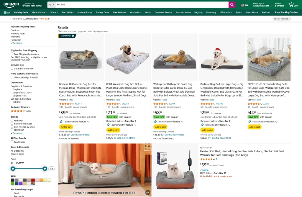 Pet Beds on Amazon