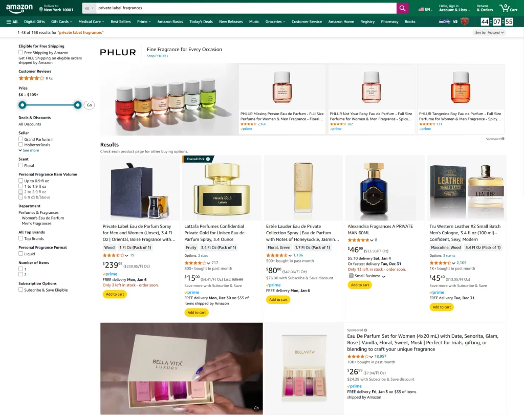 Private label fragrances on Amazon