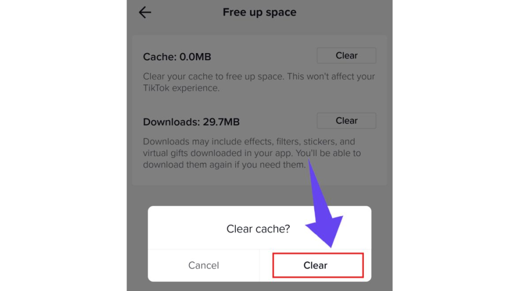 Clear cache and data