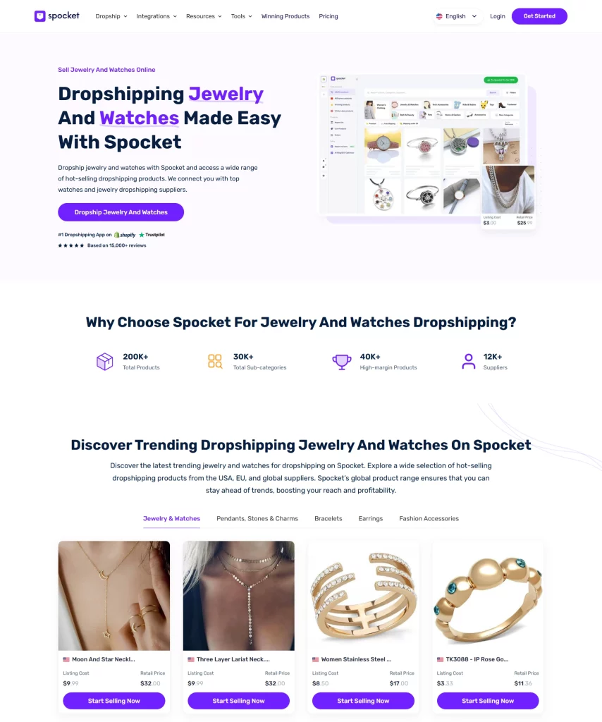 Dropshipping jewelry with spocket