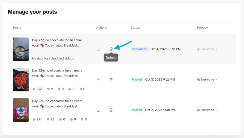 How to Delete Schedule TikTok Post