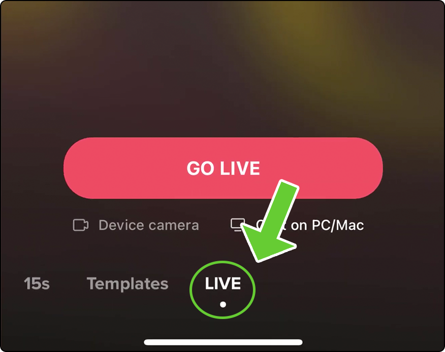 Step 1: Swipe to the "LIVE" Option