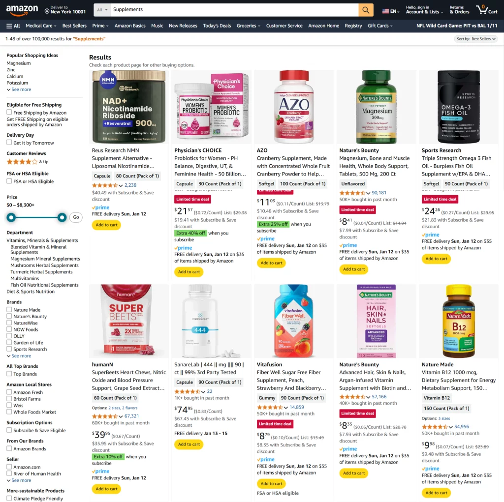 Supplements on Amazon