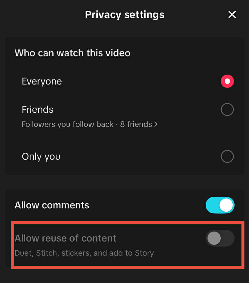 disable Duet for just one video
